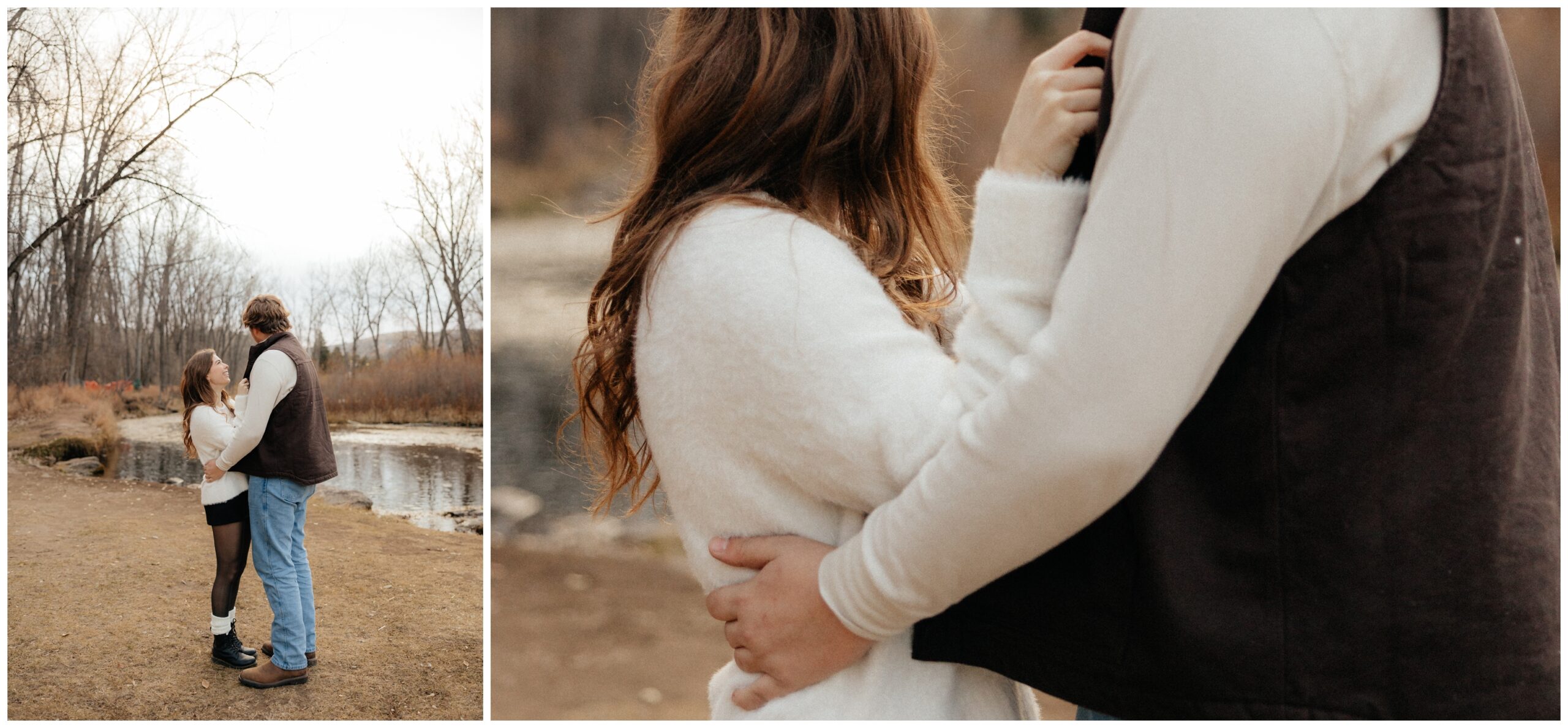 A couple enjoying the scenery of a creek.