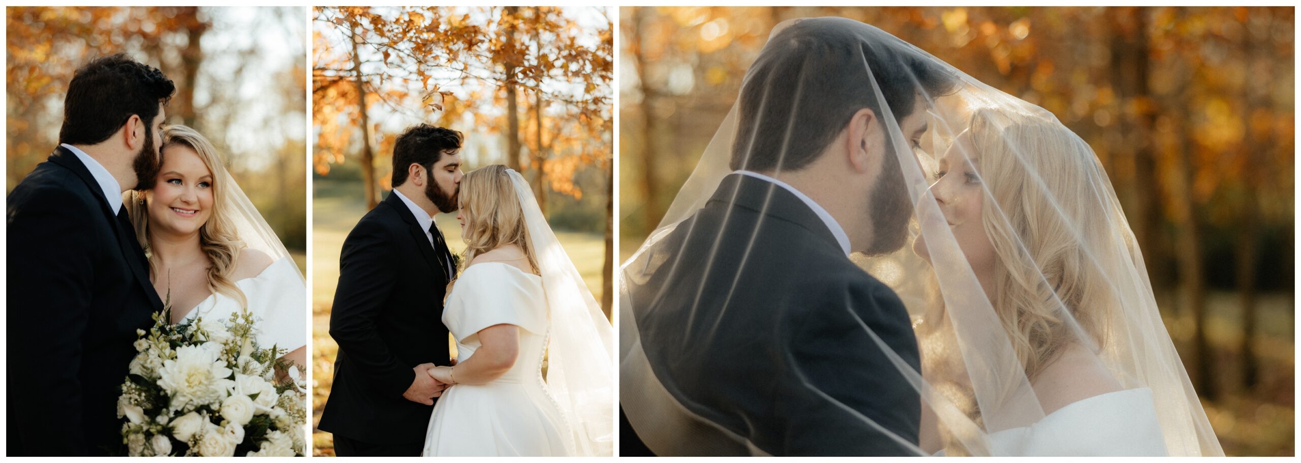 The bride and groom under the veil.