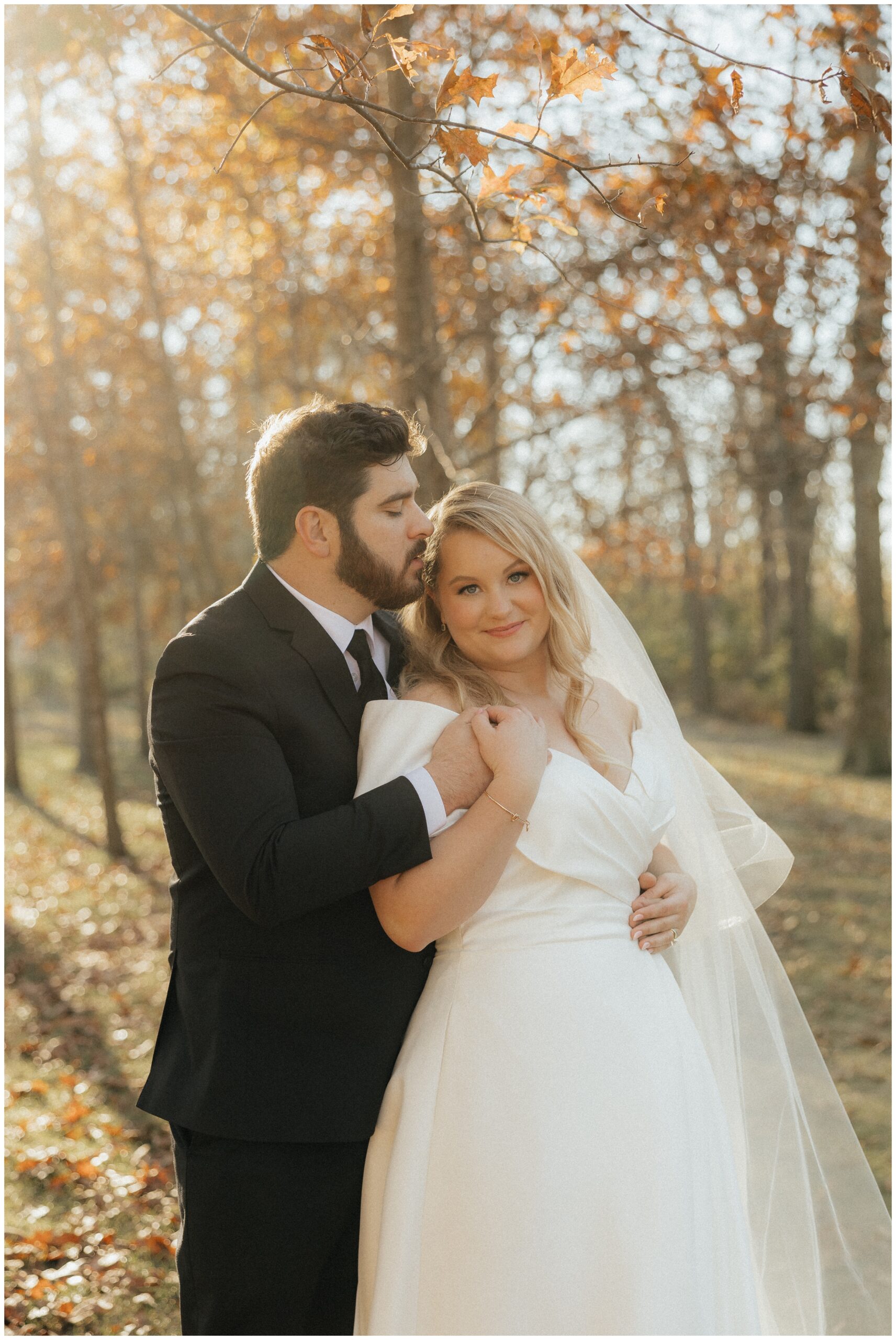 Bride and groom portraits during golden hour.