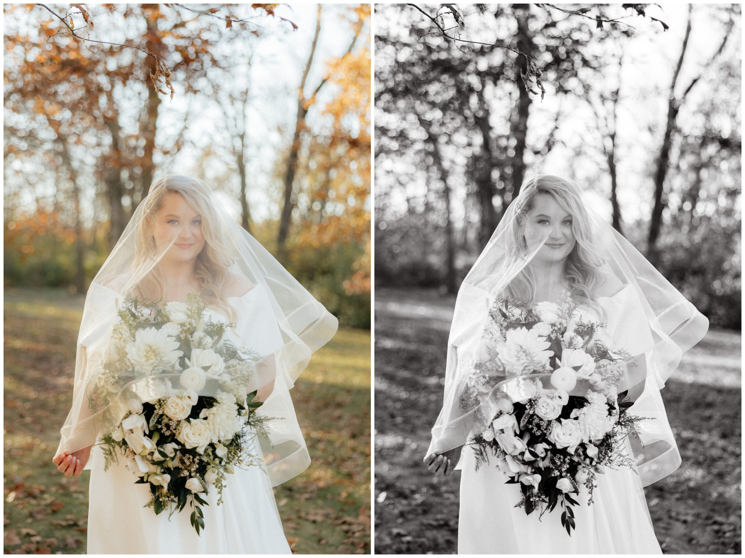 The bride under her veil.