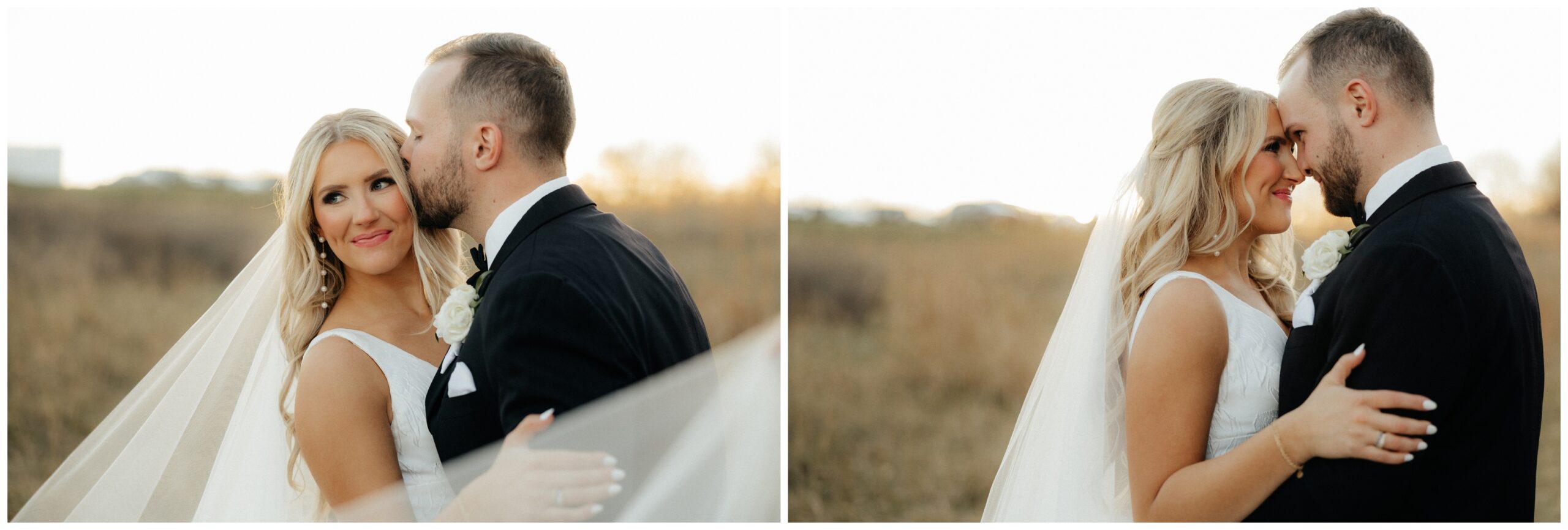 Golden hour portraits in a field.