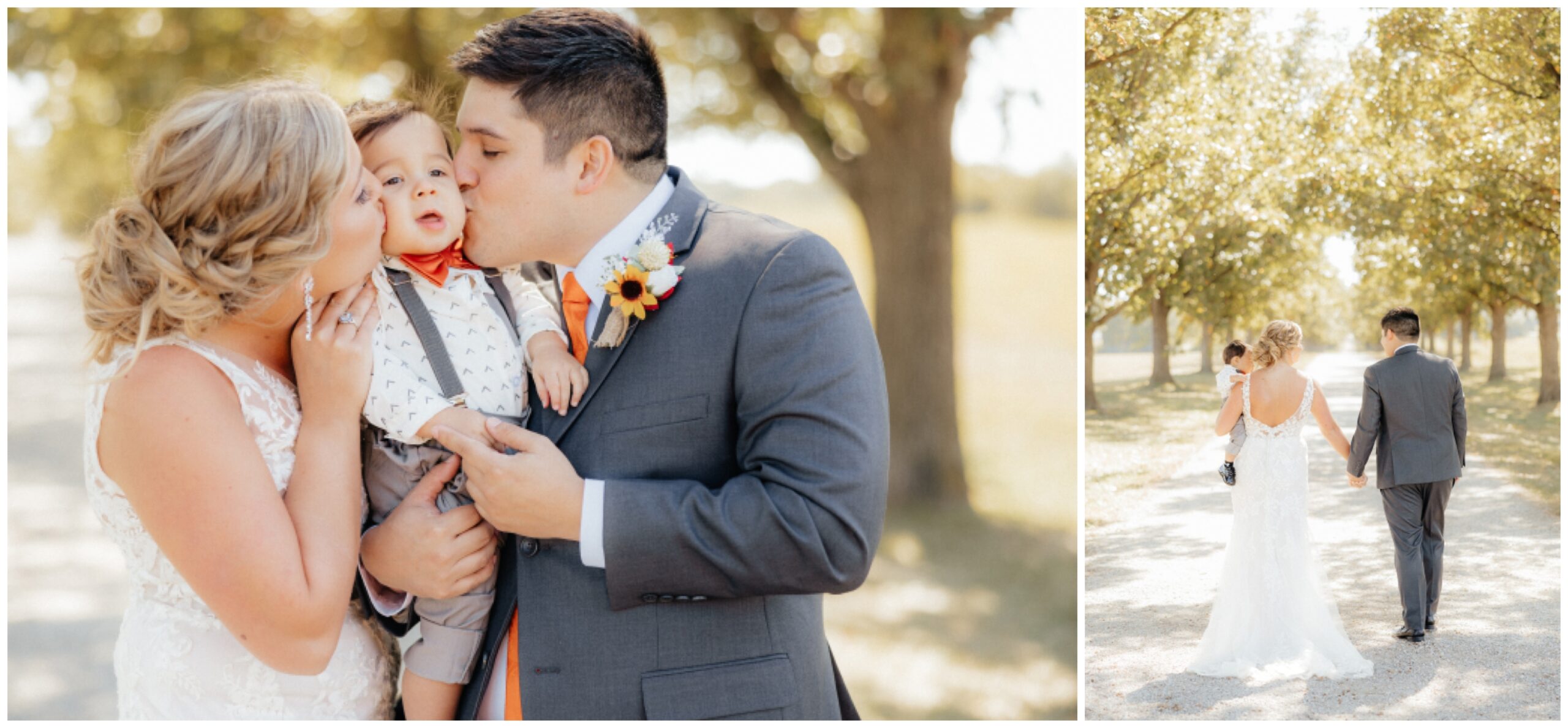 Bride and groom with their son.