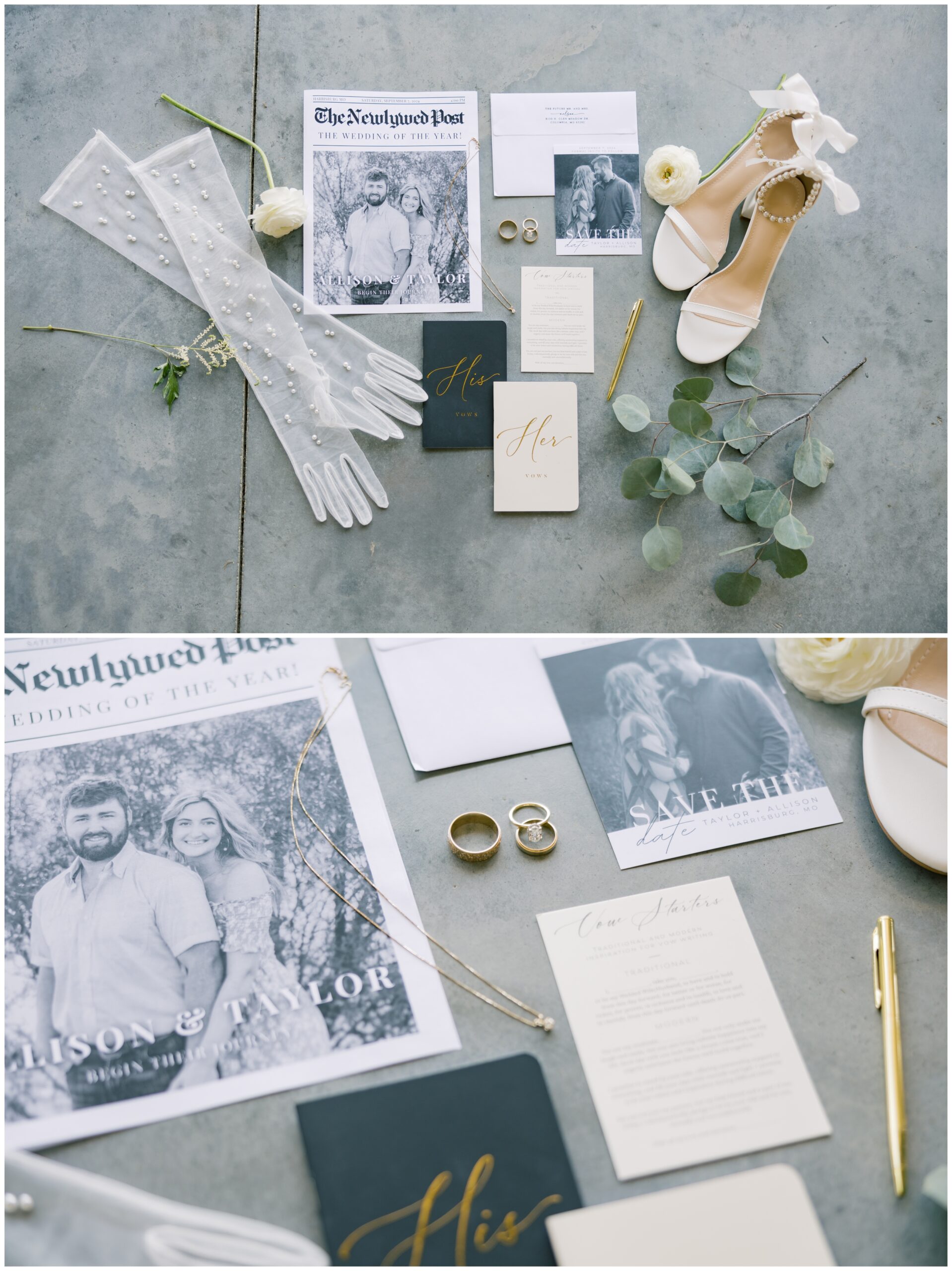 Close-up of the bride’s pearl gloves adding vintage elegance to her look.