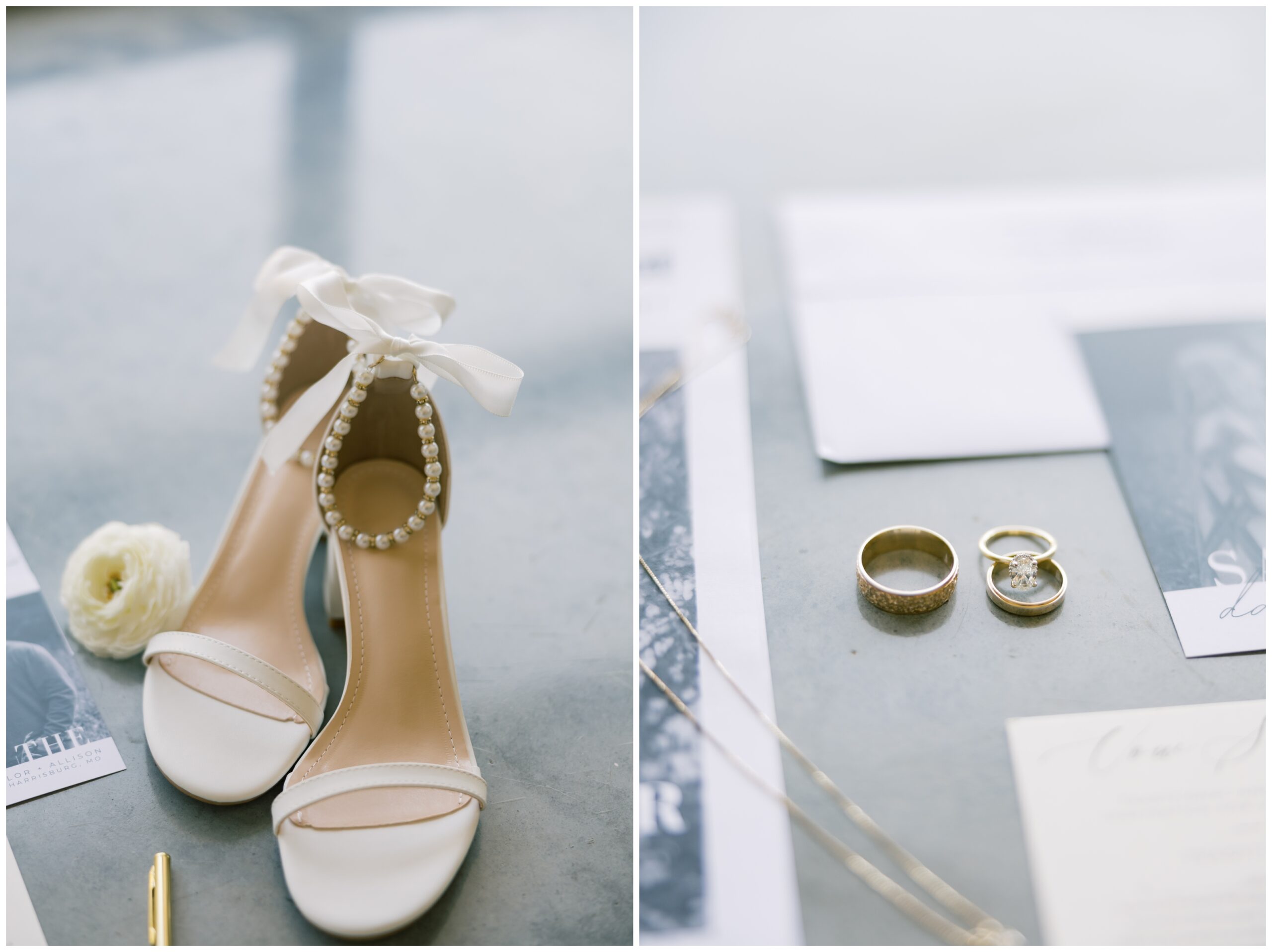 Bride and groom’s wedding details combining timeless and modern elements.