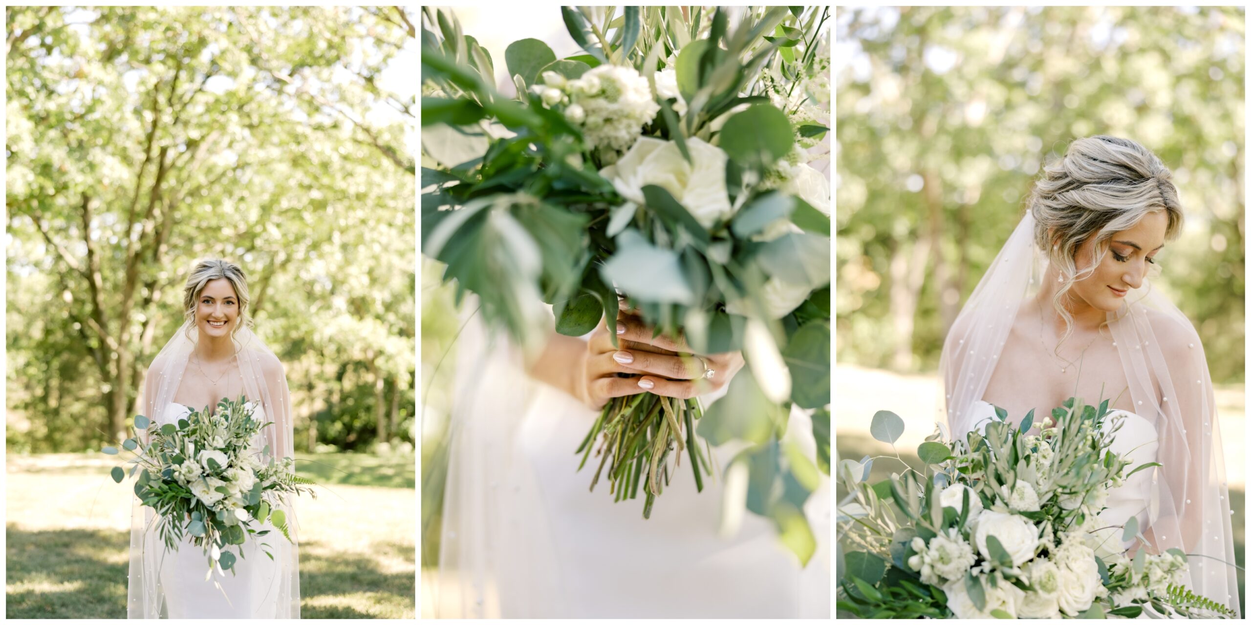 The bride in her gown and veil with her dress for classy bridal details.