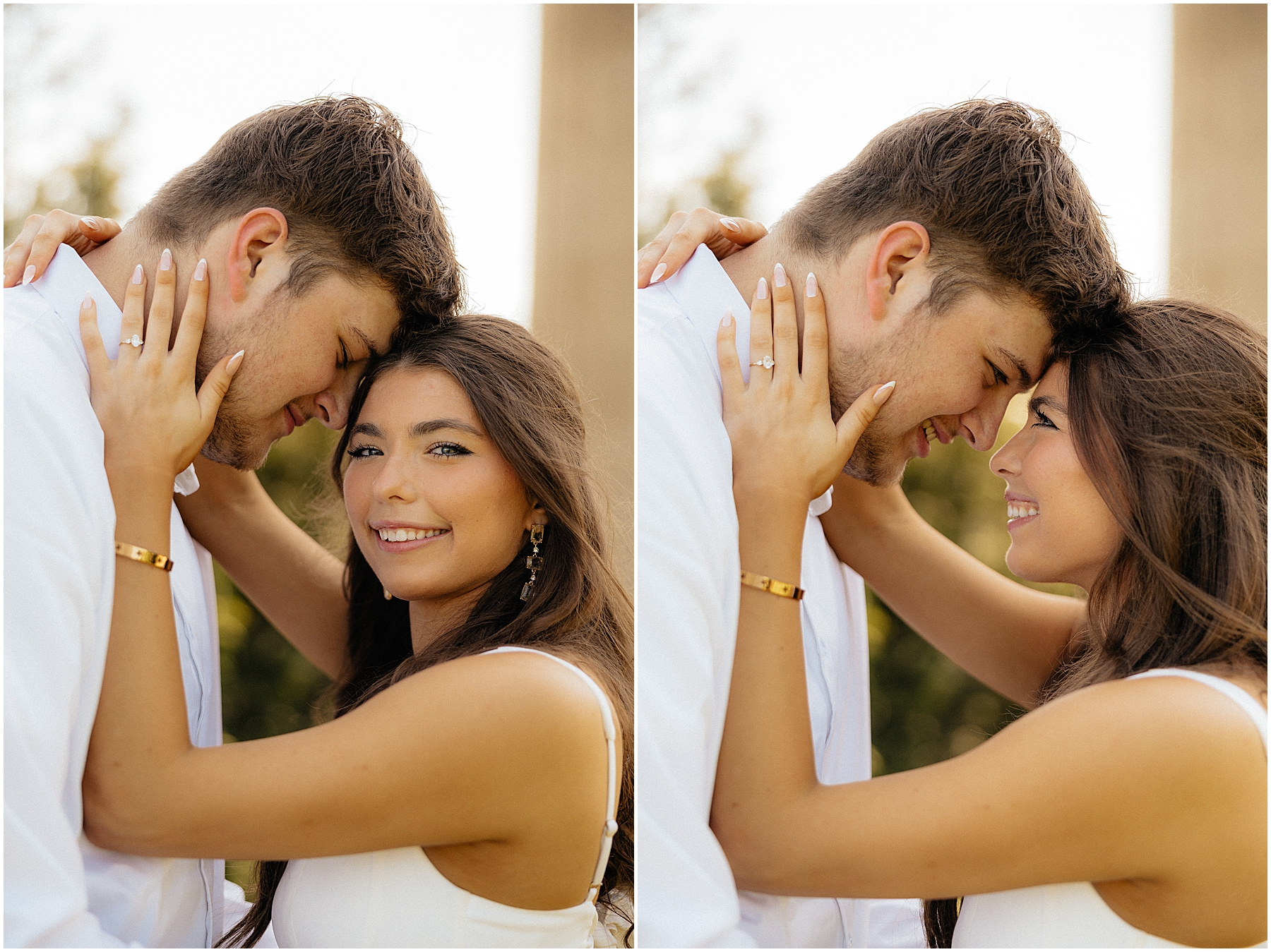 couple standing forehead to forehead