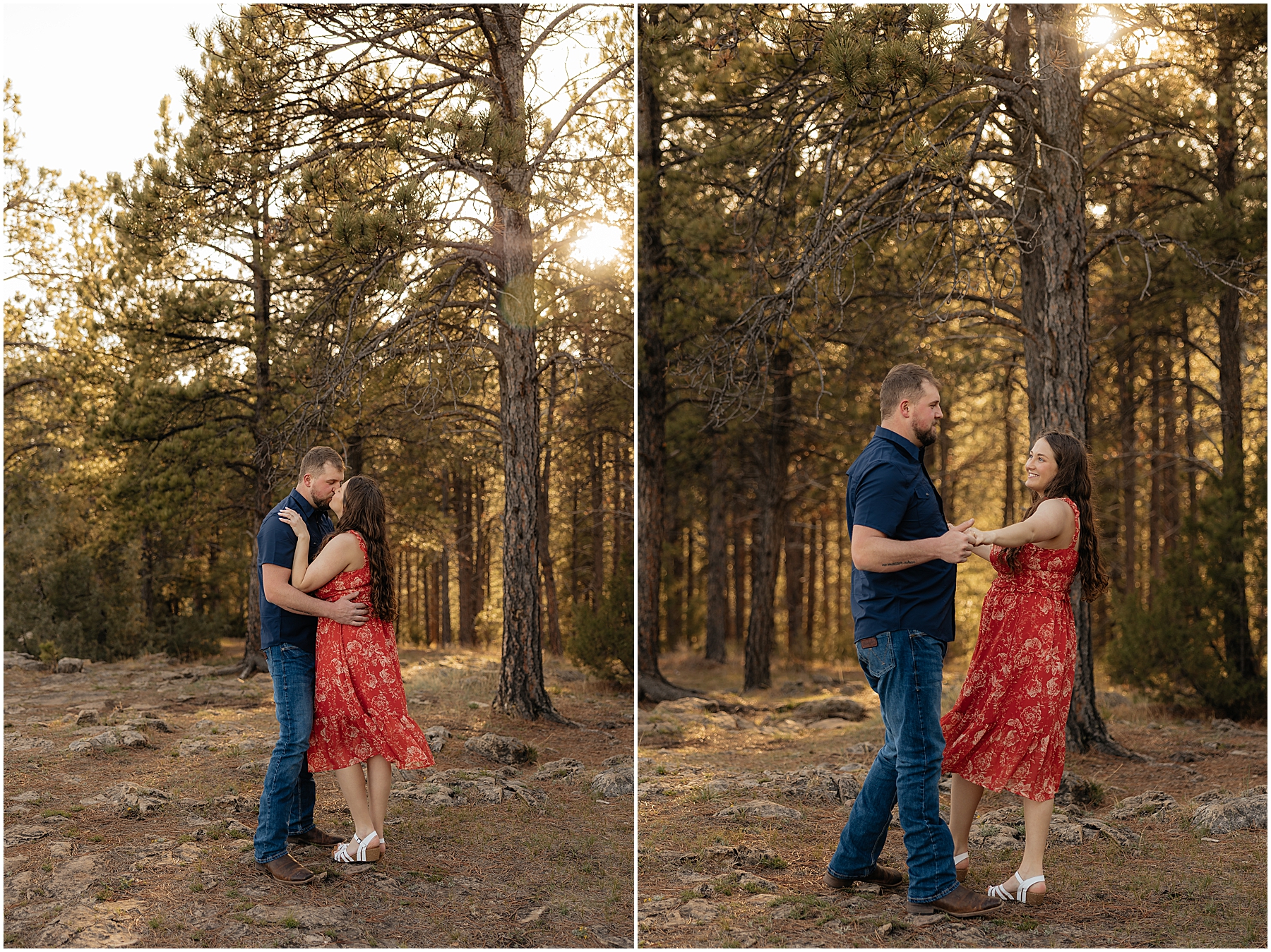 Couple dancing in a forest
