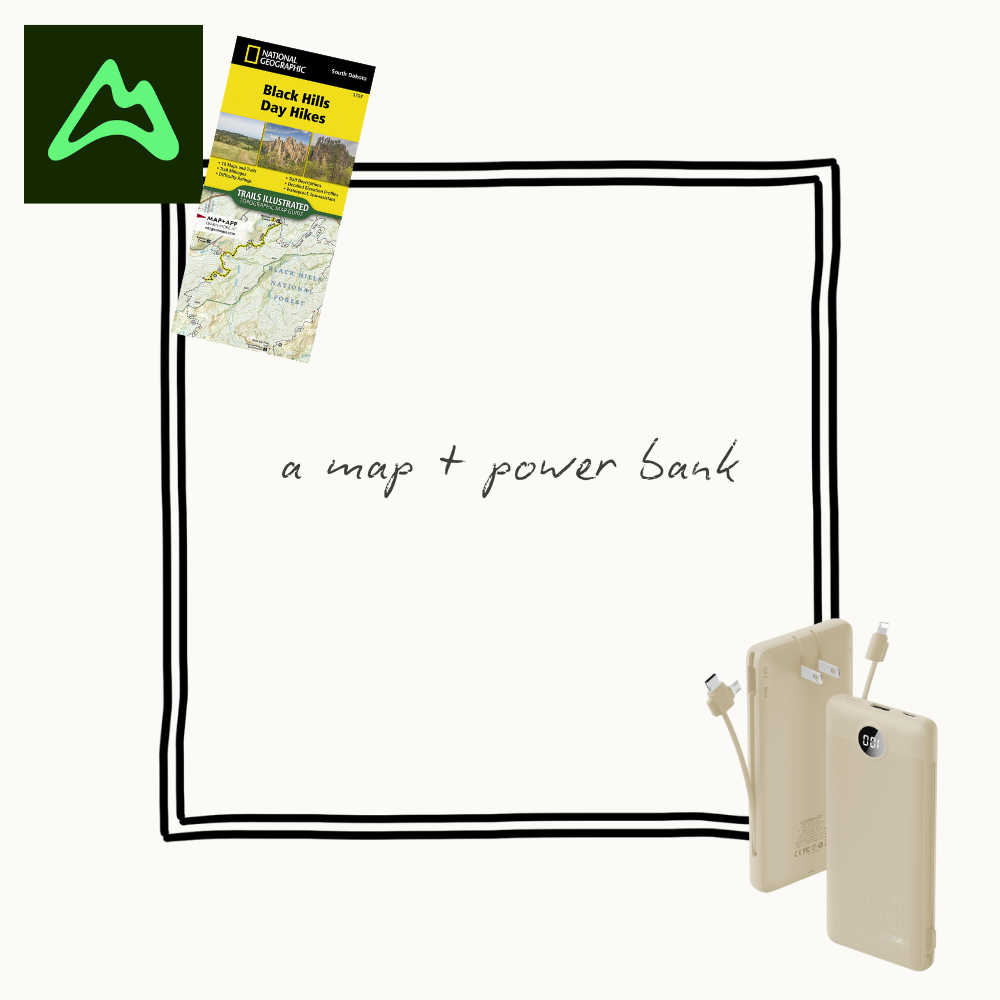 A map and power bank are recommended to stay on trail and keep your devices charged.