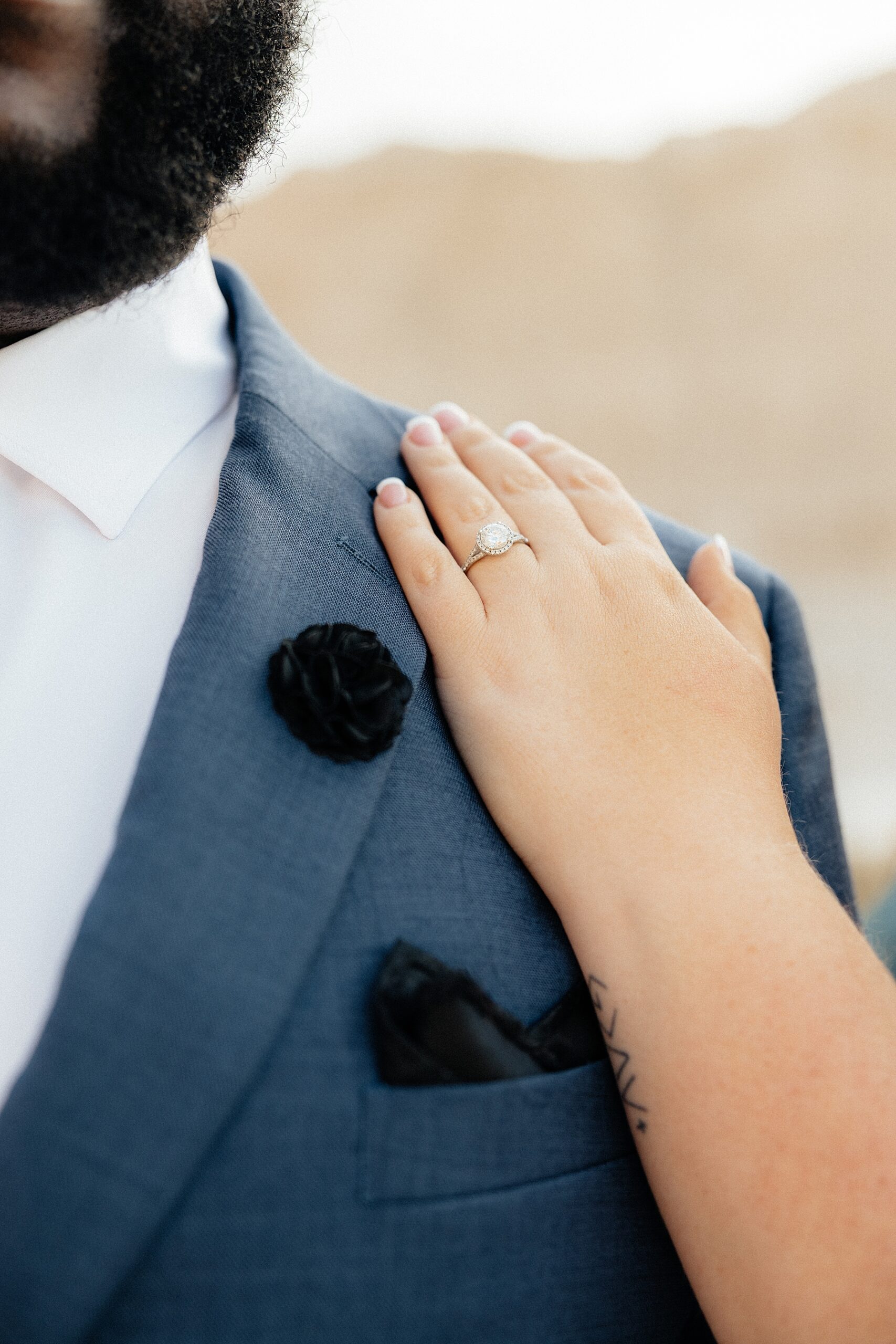 BreAnn's engagement ring in the Badlands.
