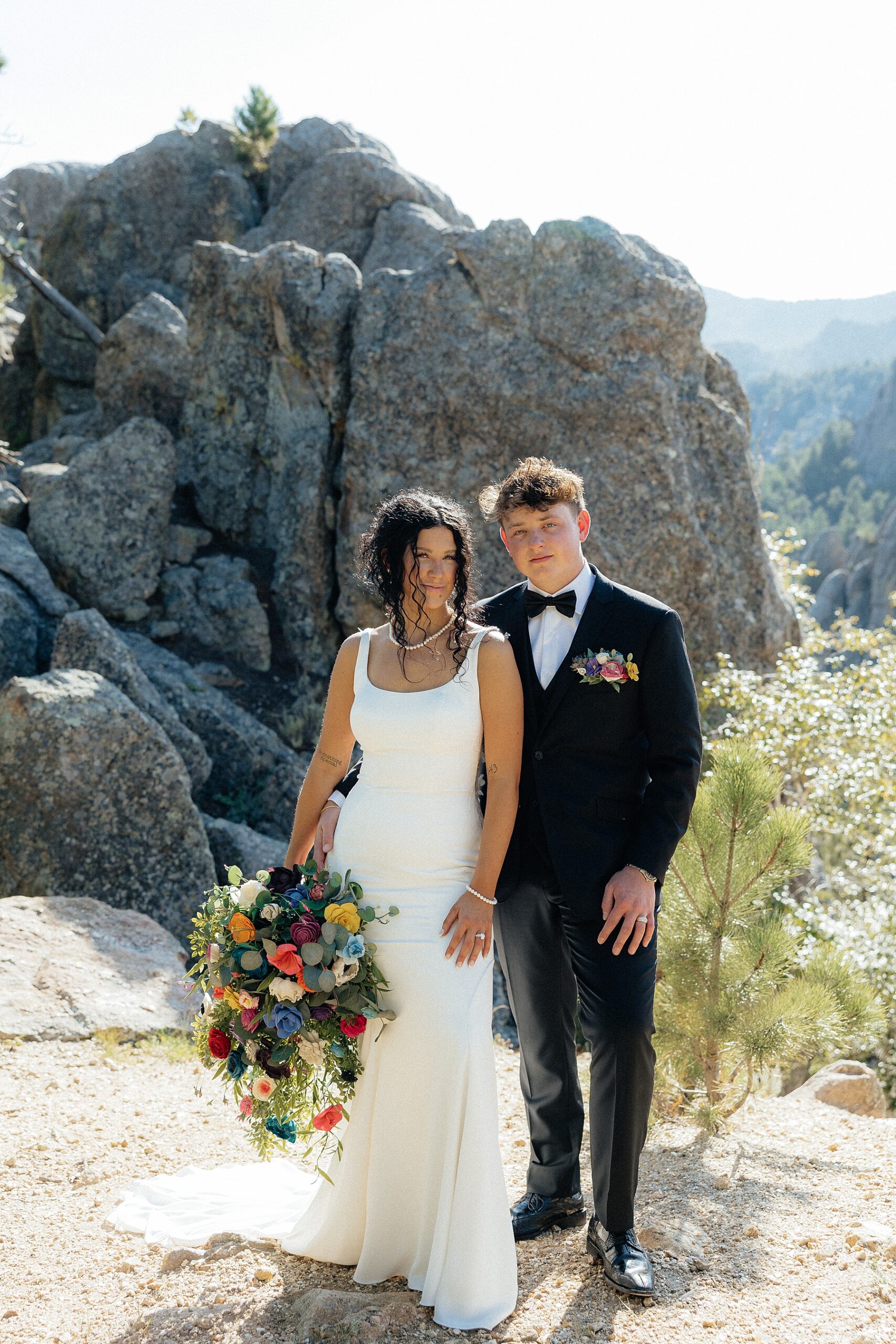 Luisa and Terrel getting pre-elopement portraits before their ceremony in the Black Hills.