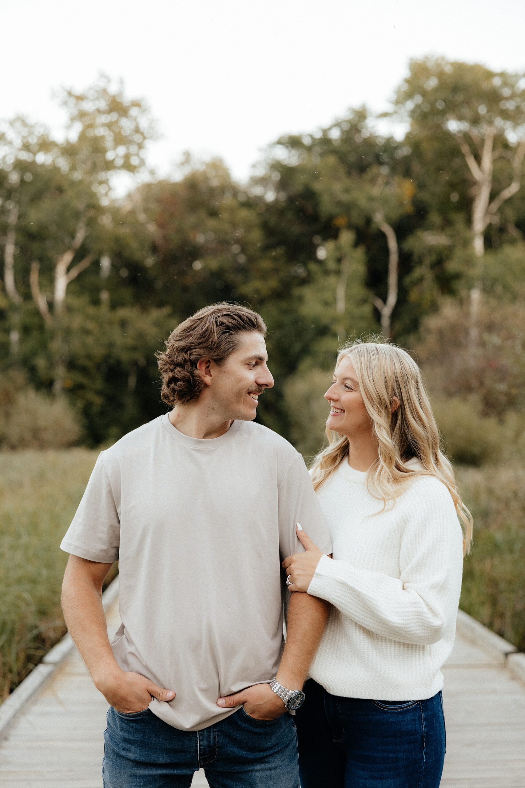 Karissa and Michael smile at each other.