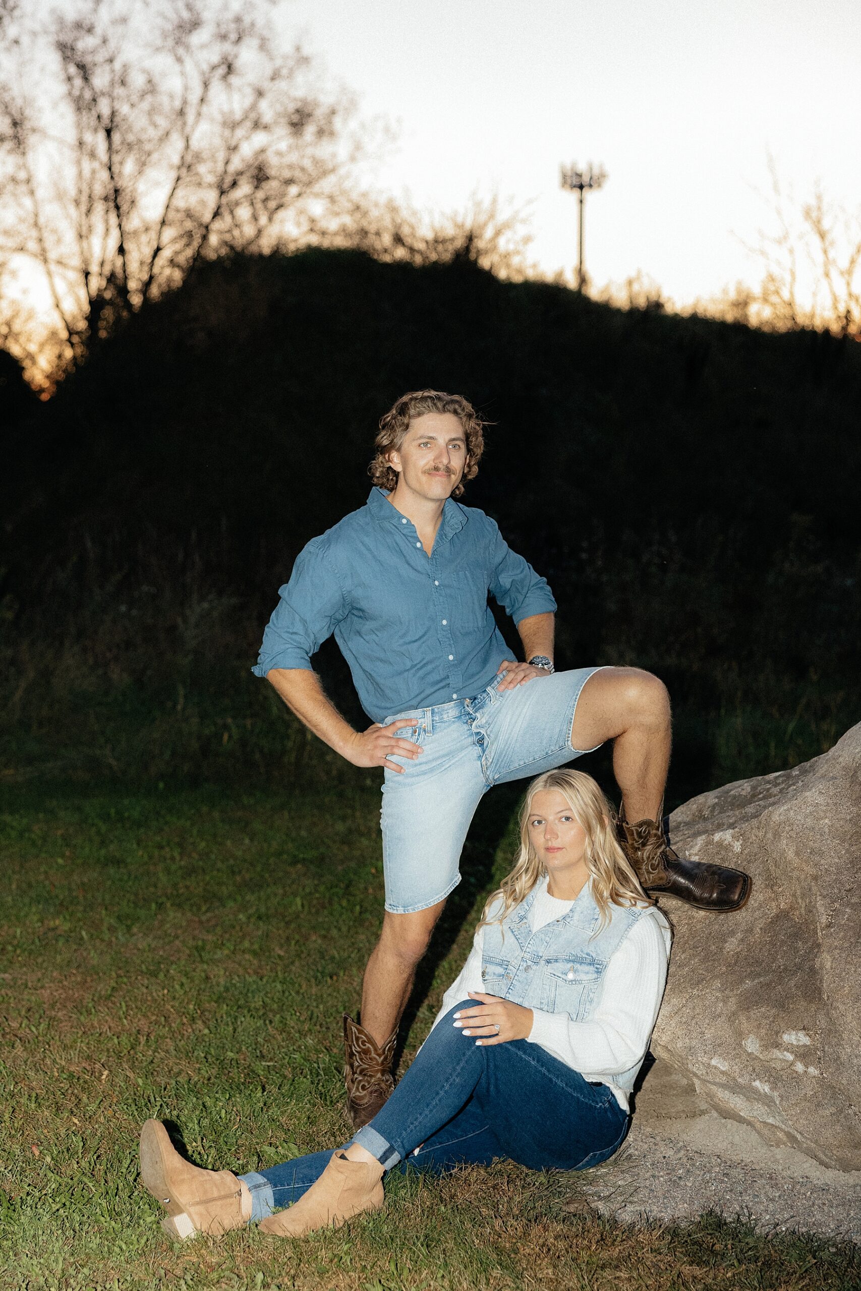 Karissa and Michael having fun with some Mastermind inspired engagement pictures.