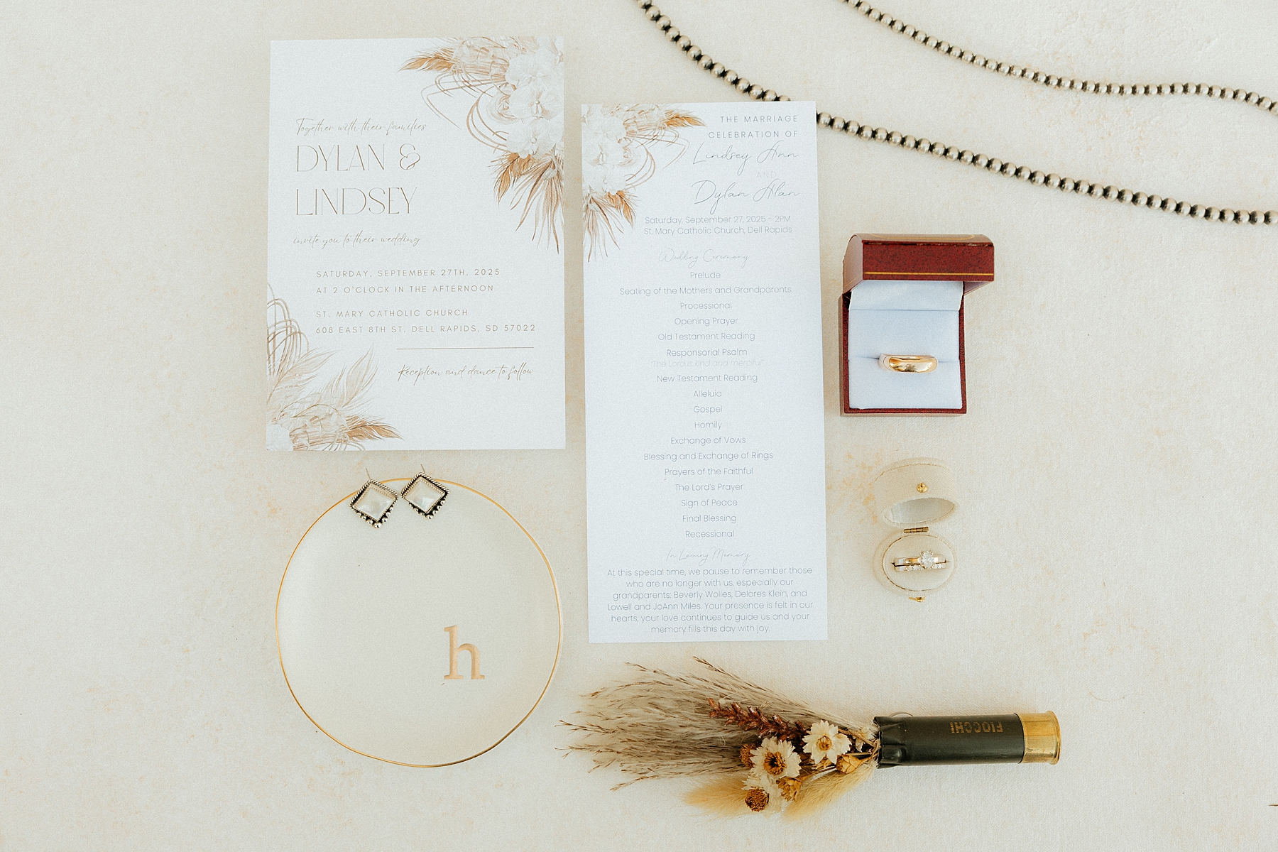 Bride and groom details during their Dell Rapids wedding