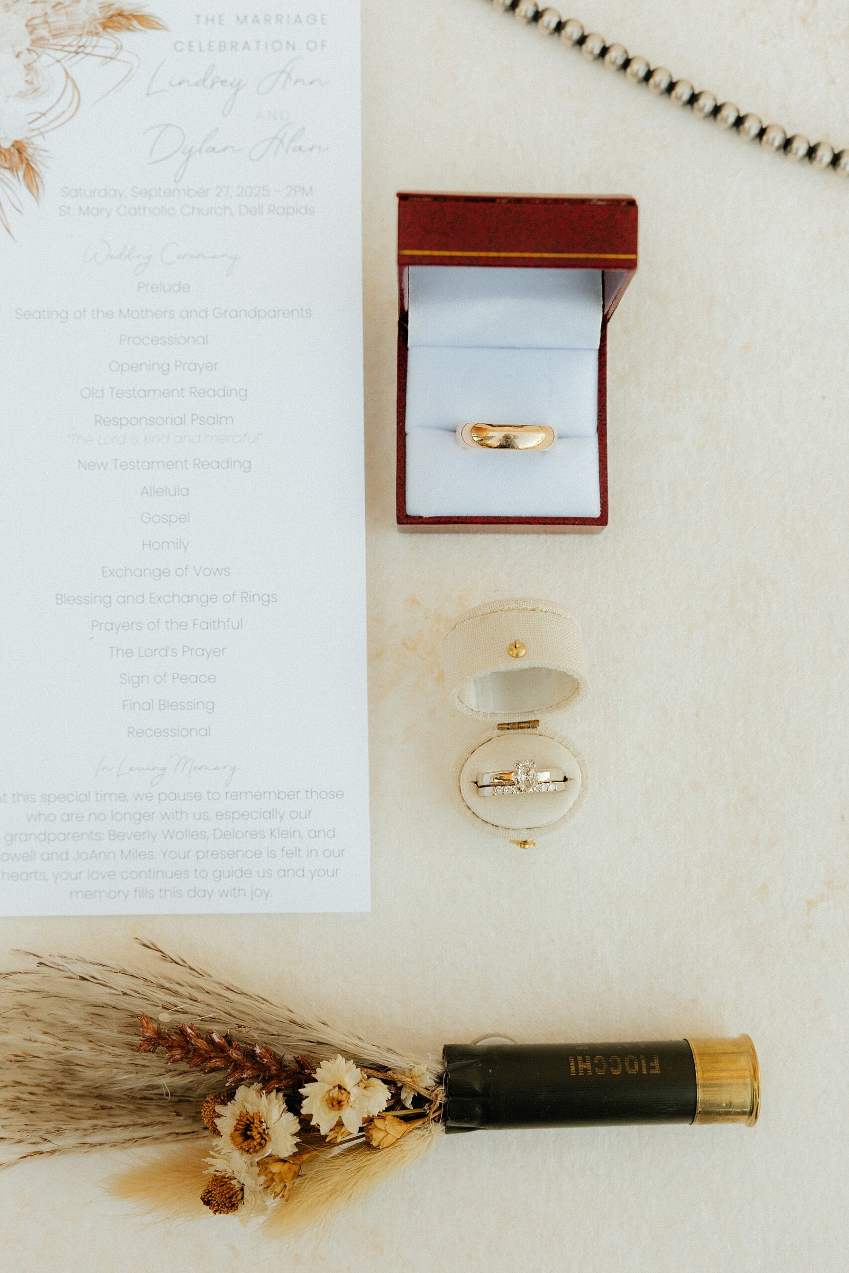 Dylan and Lindsey's rings at their Dell Rapids wedding