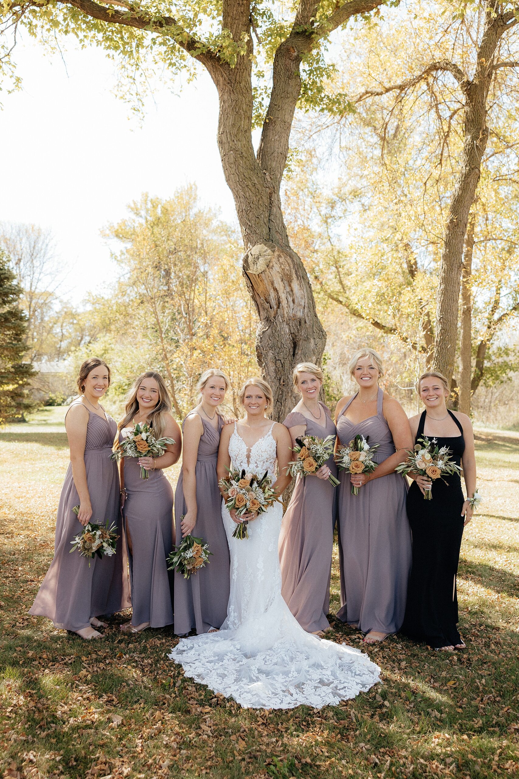 The bride with her bridesmaids.