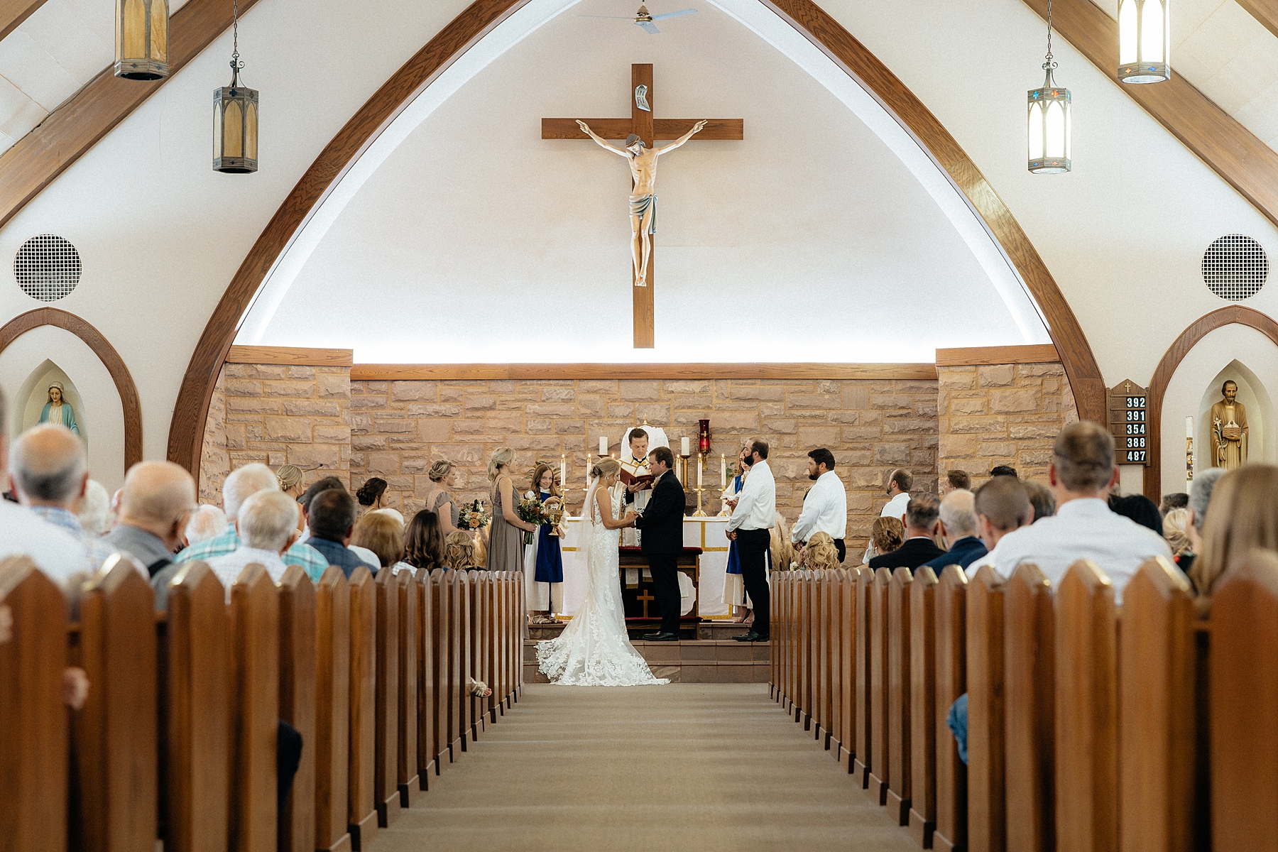 Exchanging vows inside the church
