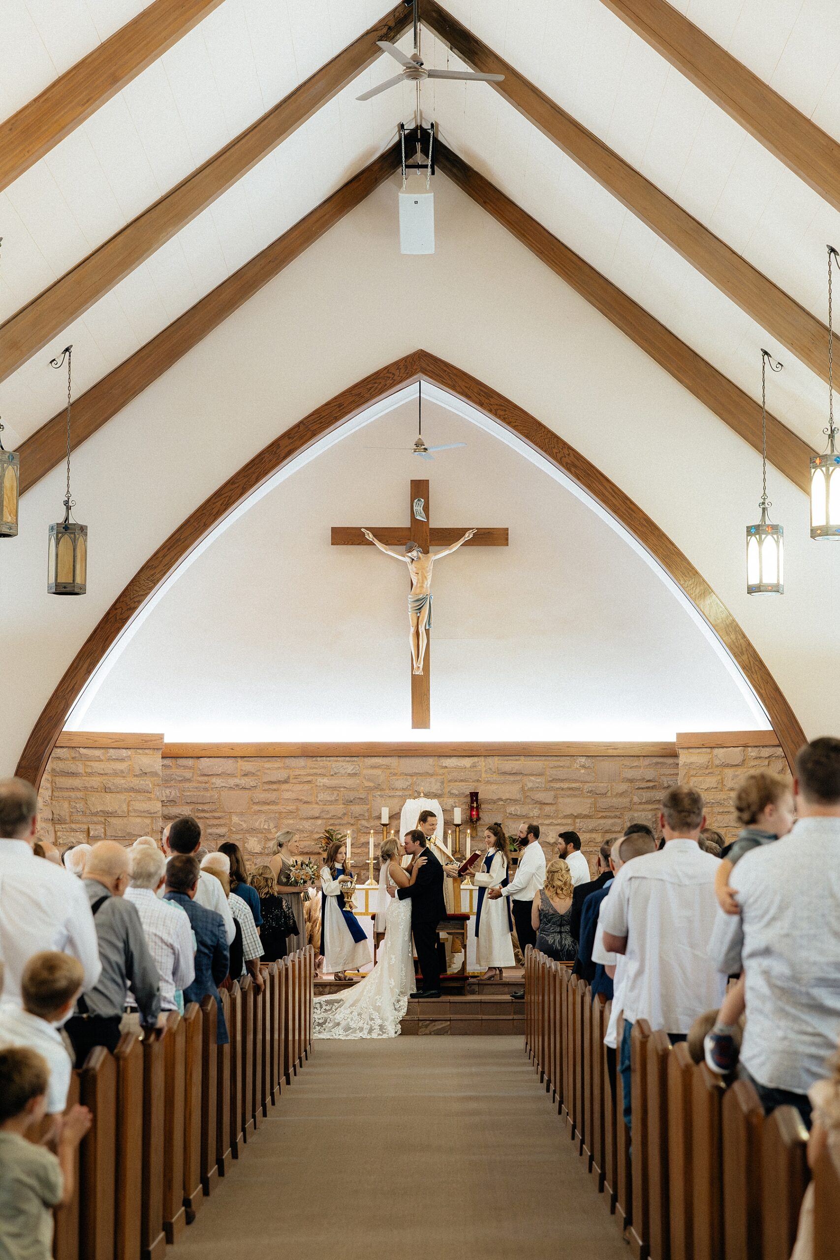 The couple's first kiss at the ceremony.