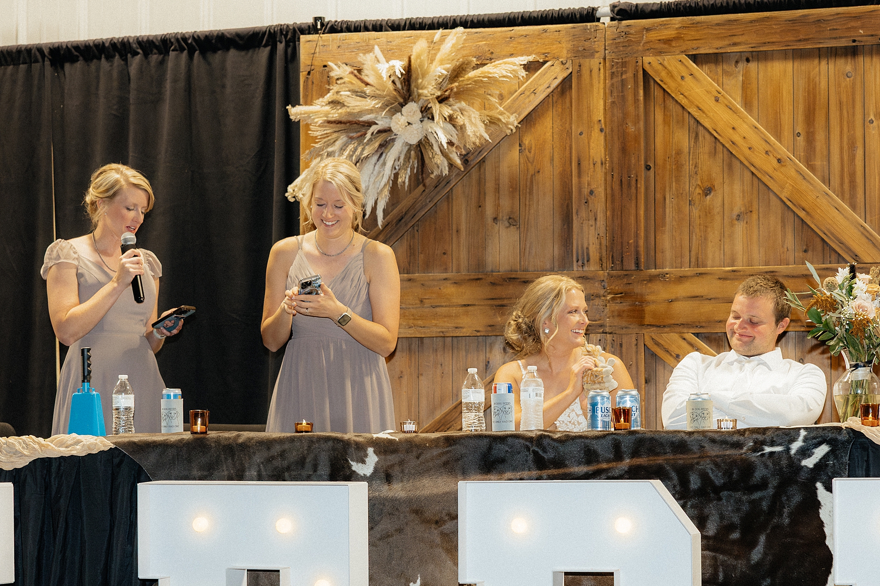 Bride’s sisters giving their speeches