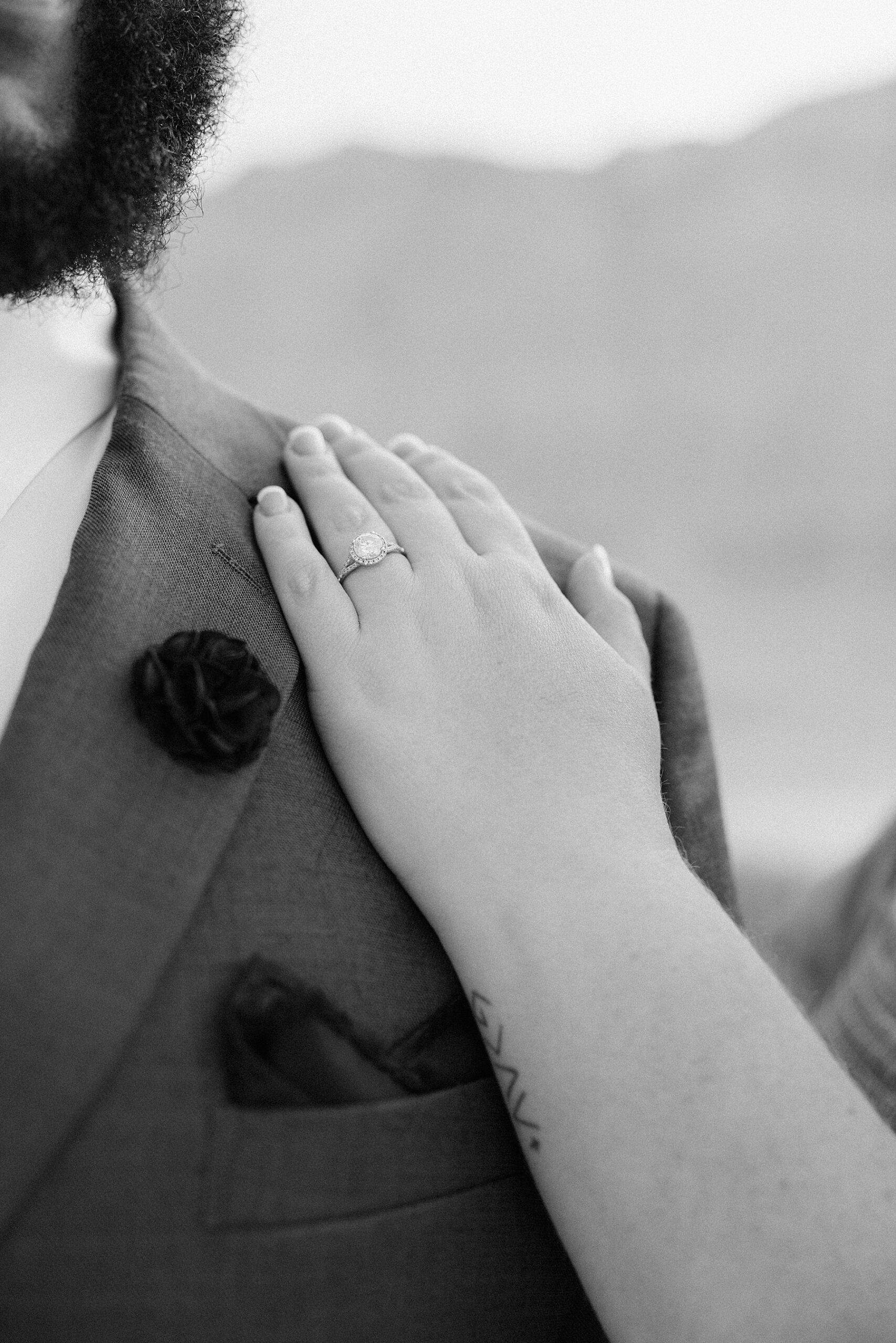 An engagement ring at a South Dakota engagement session.