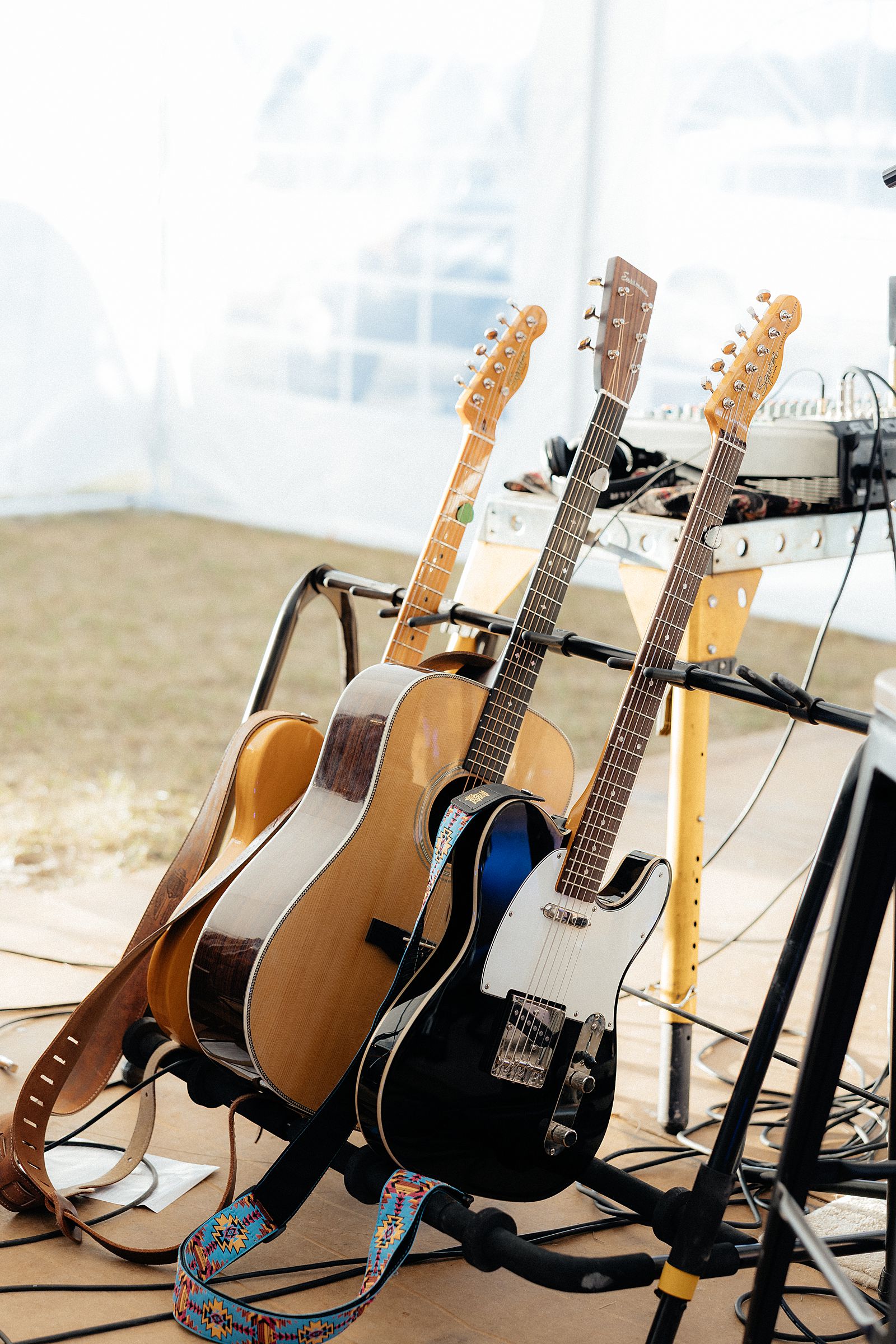 Guitars in a stand.