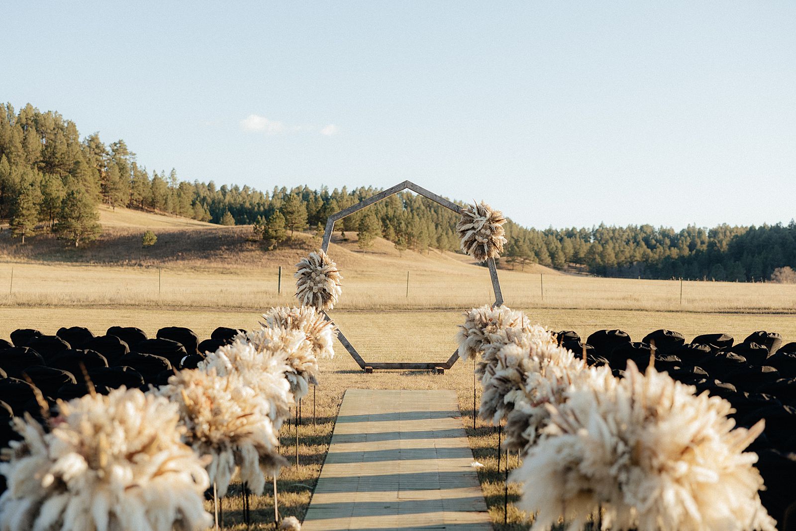 The ceremony space at a Battle Creek camping resort wedding.