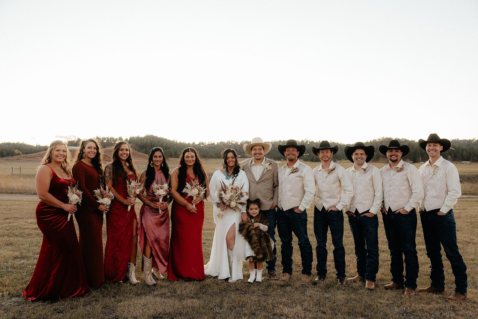 The wedding party at a South Dakota wedding.