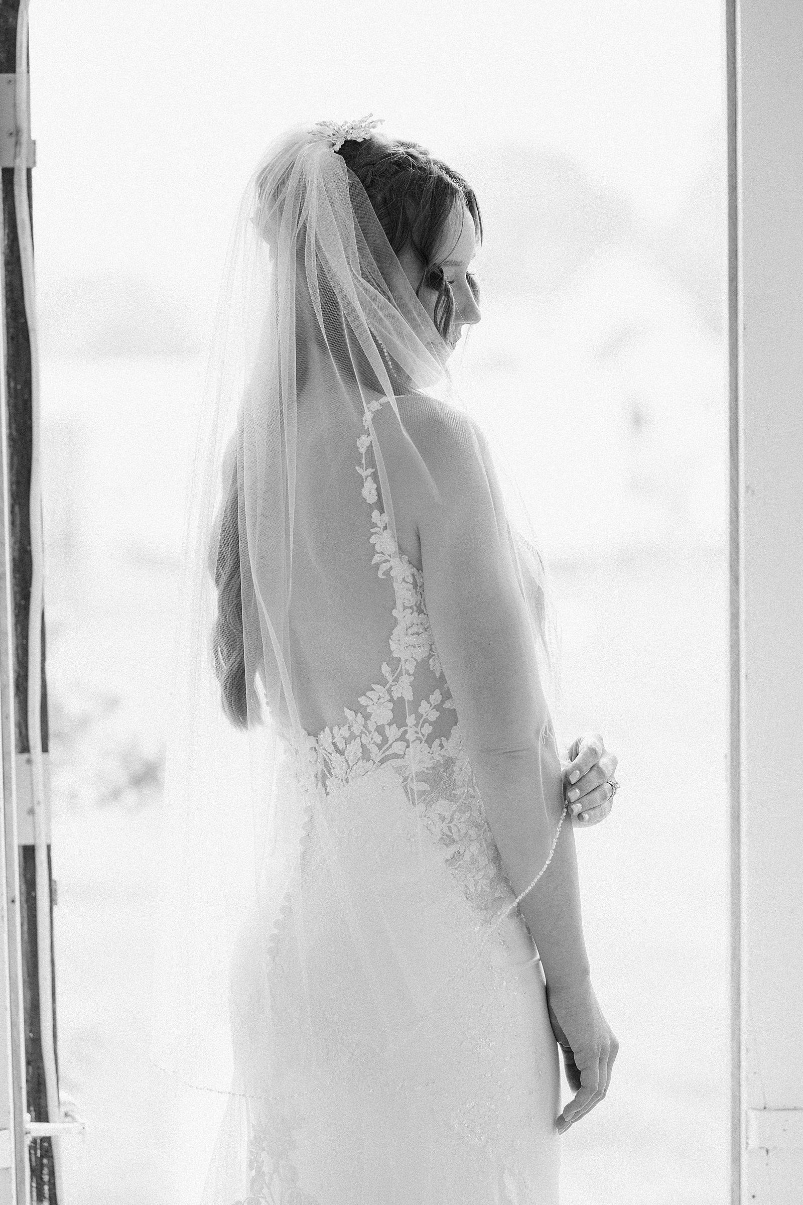 The bride in her dress.