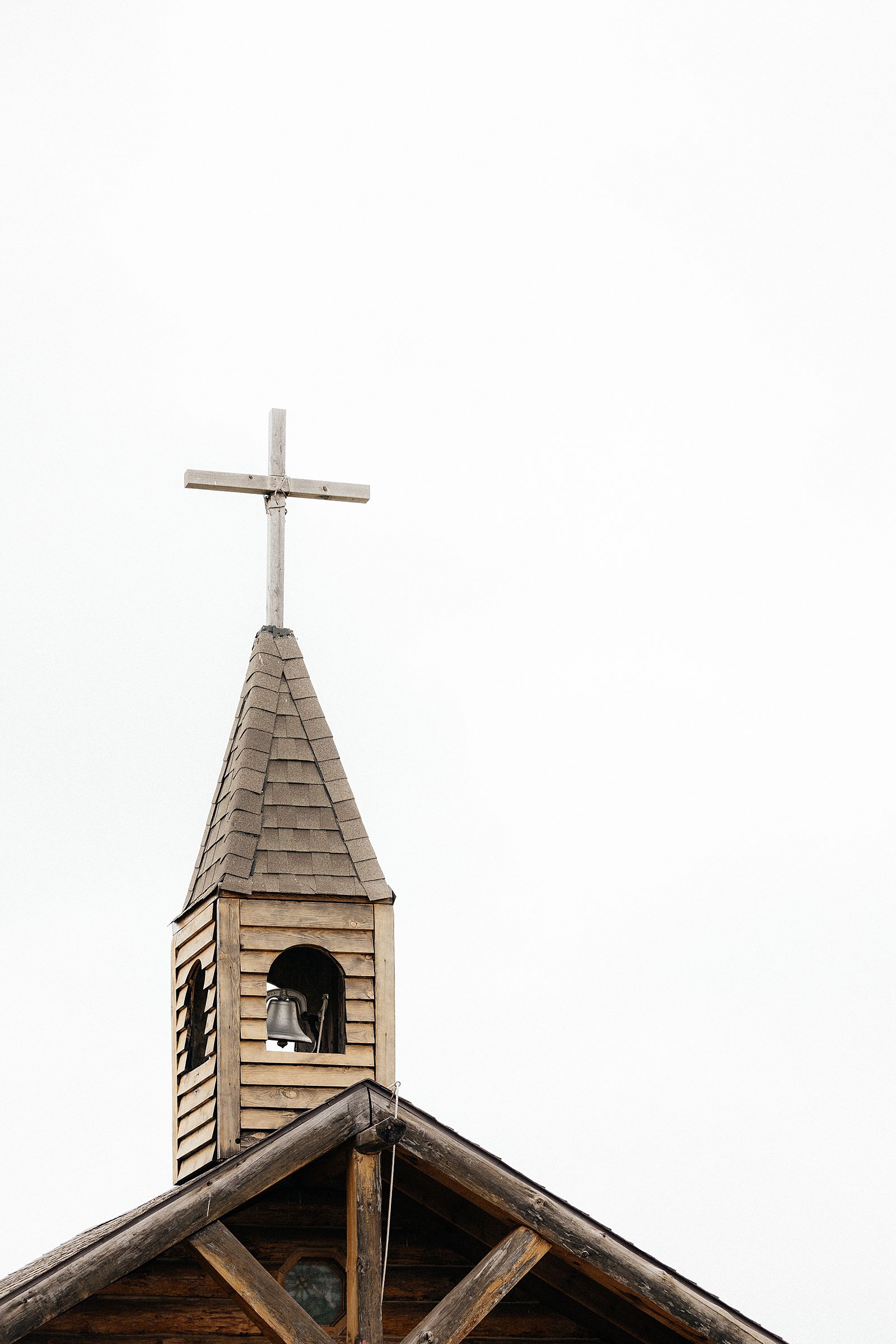 The steeple of a log chapel.