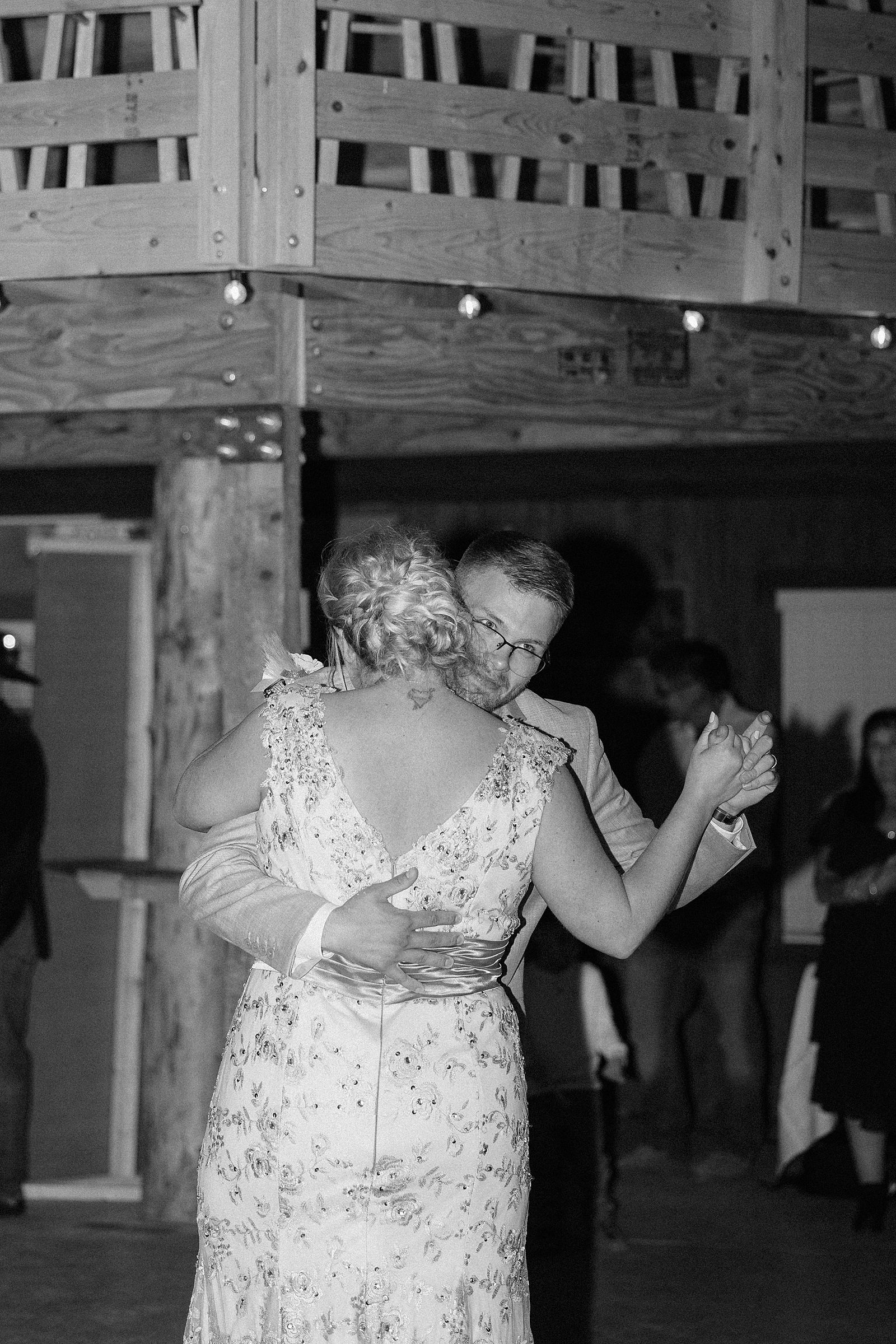 The groom dancing with his mother.