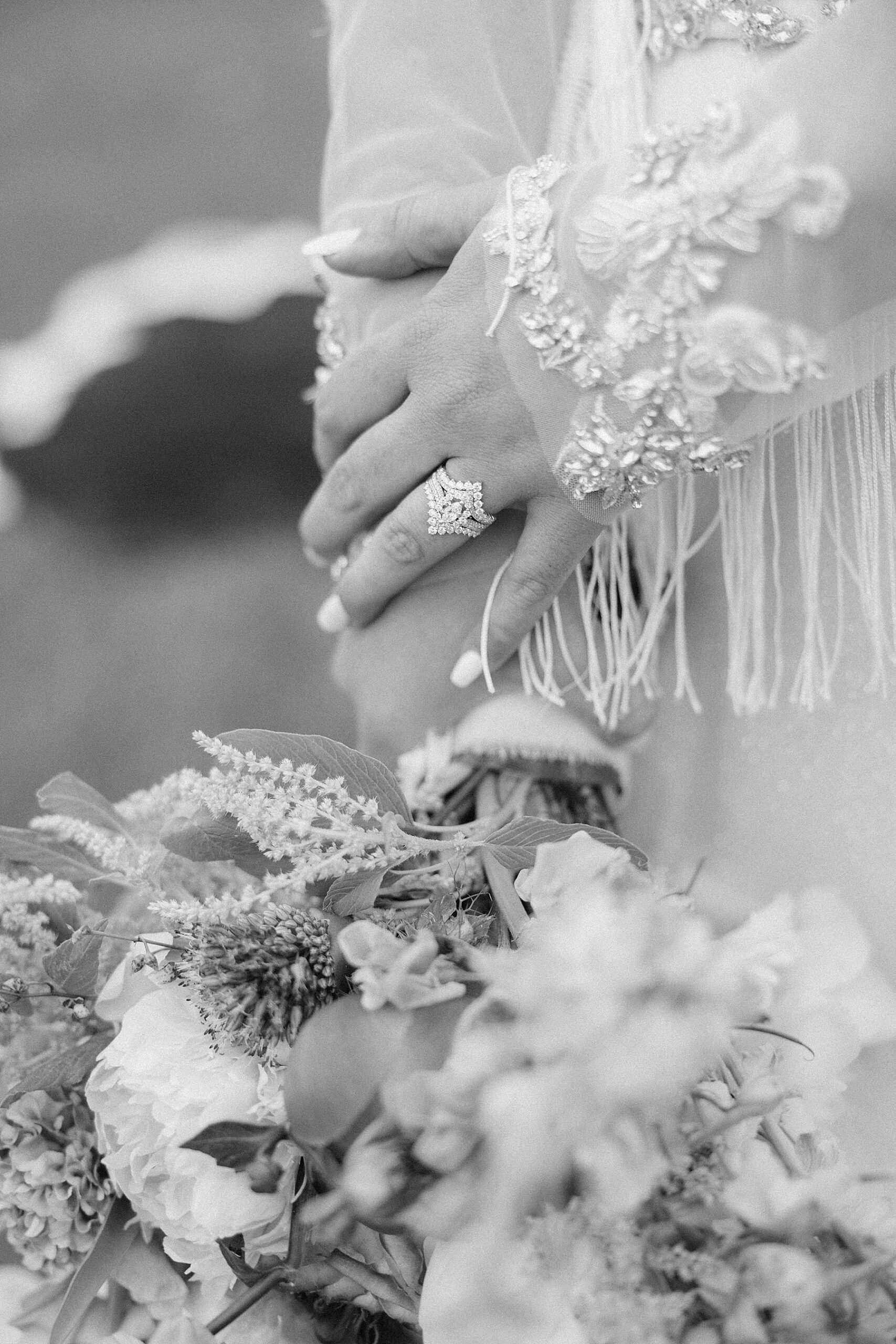 The bride with her bouquet.