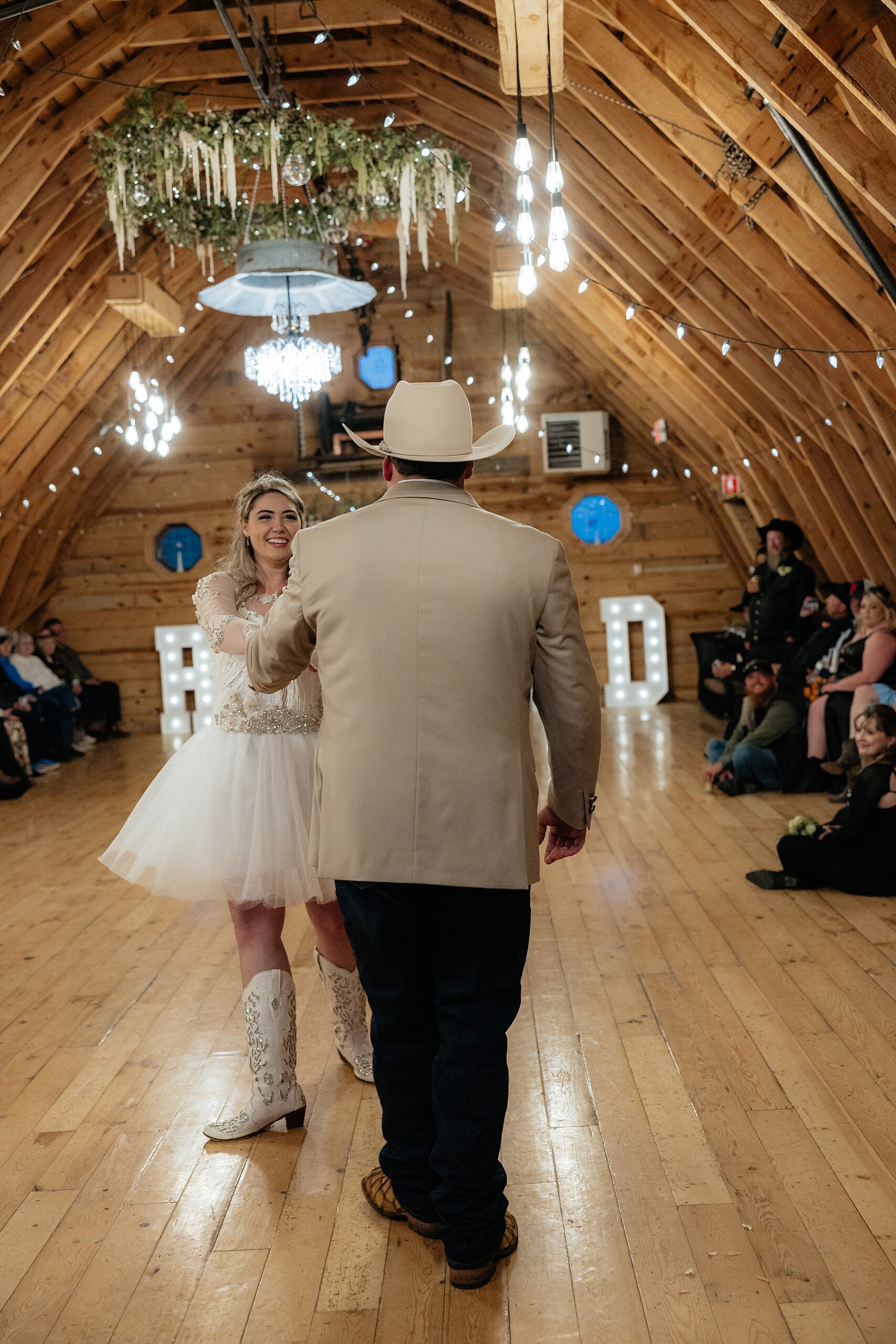 The bride and groom's first dance.