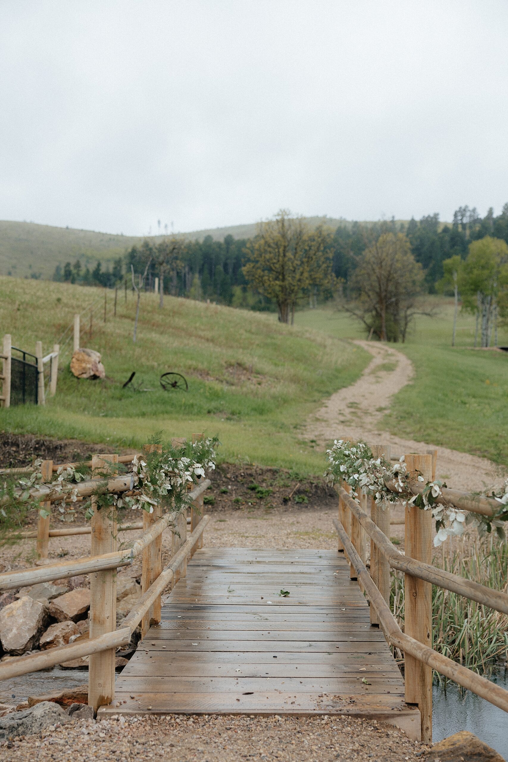 The bridge leading the the ceremony space at Muley Hill Lodge.
