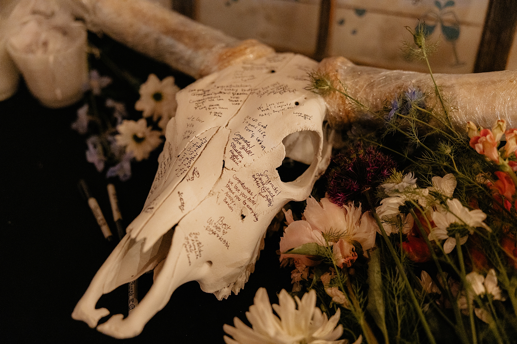 A longhorn skull guest book.