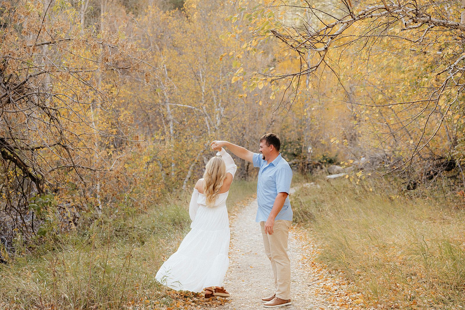 A couple twirling in Spearfish, South Dakota.