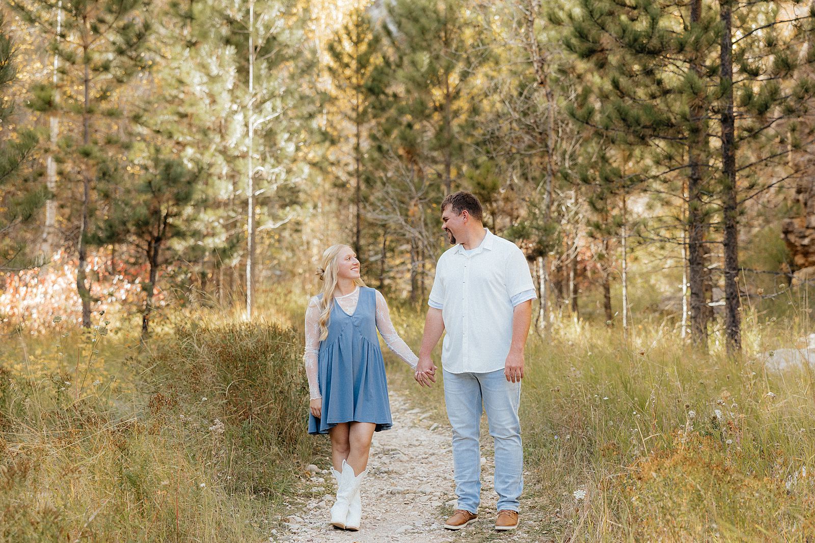 Tanner and Paige smiling at each other.