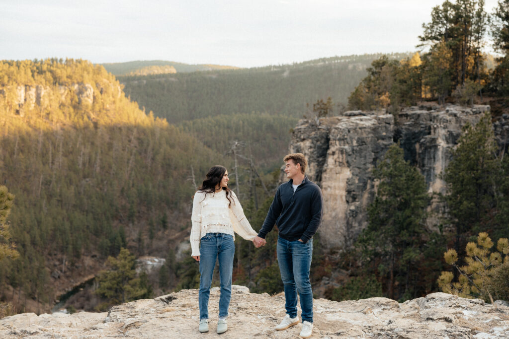 Savanah and Sam smiling at each other on Falling Rock.