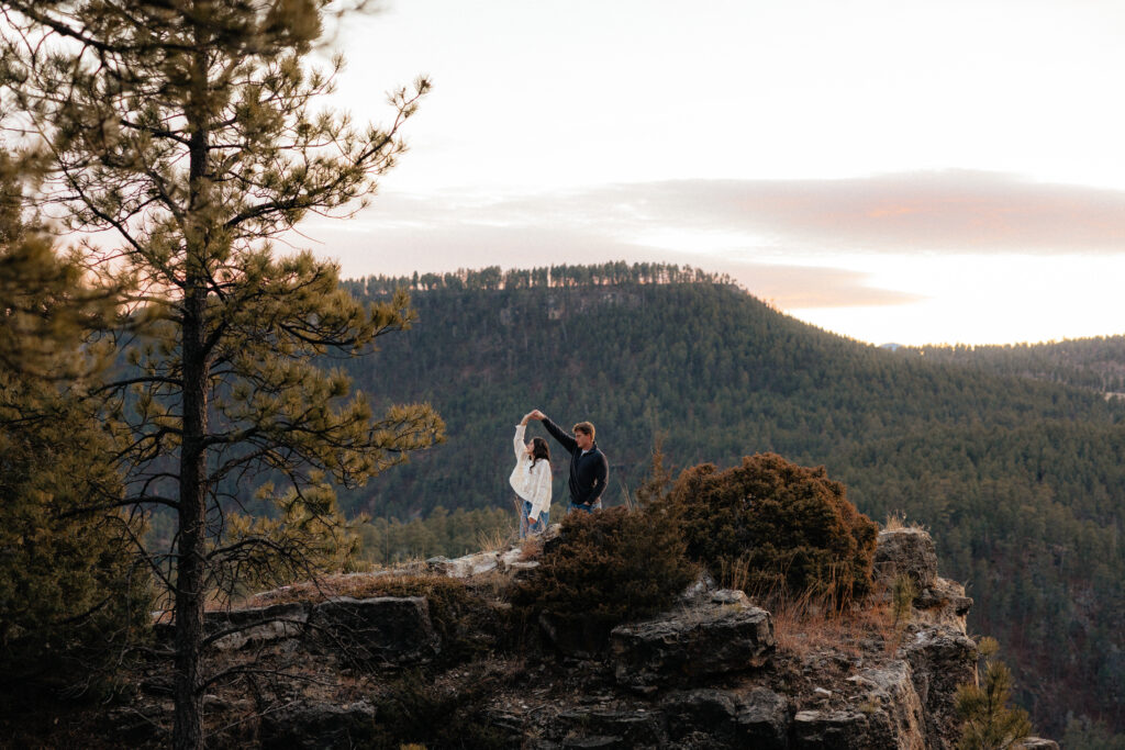 A couple spinning at their couples session.