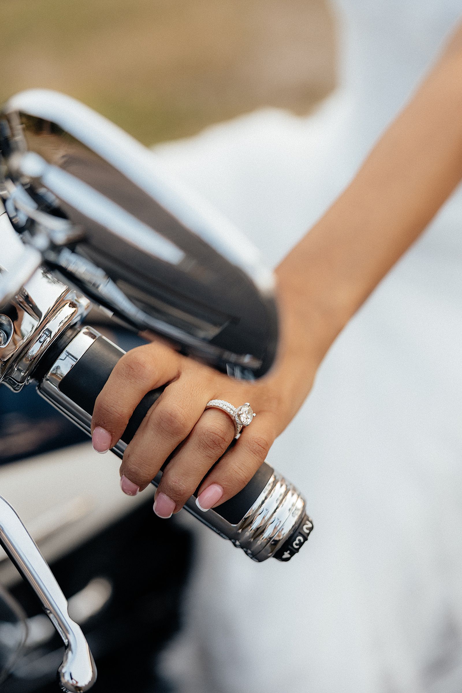 Ring on the handlebars of the motorcycle