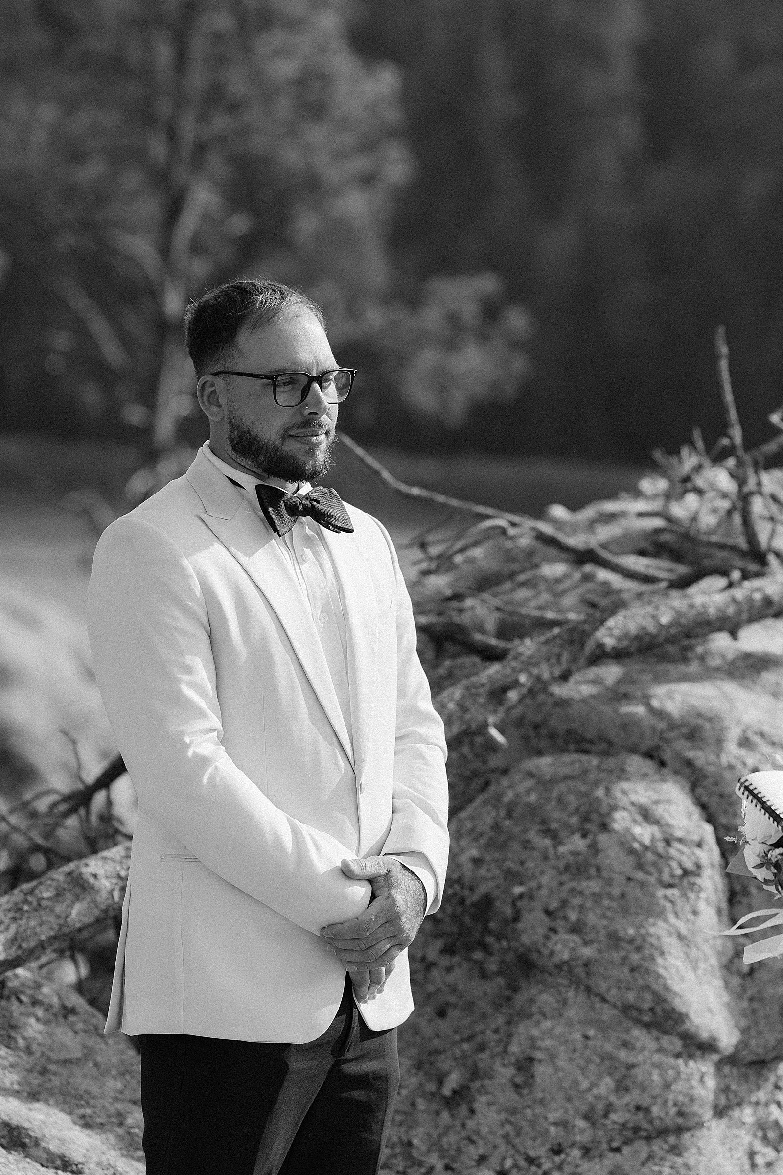 Intimate Black Hills elopement ceremony with family at Sylvan Lake